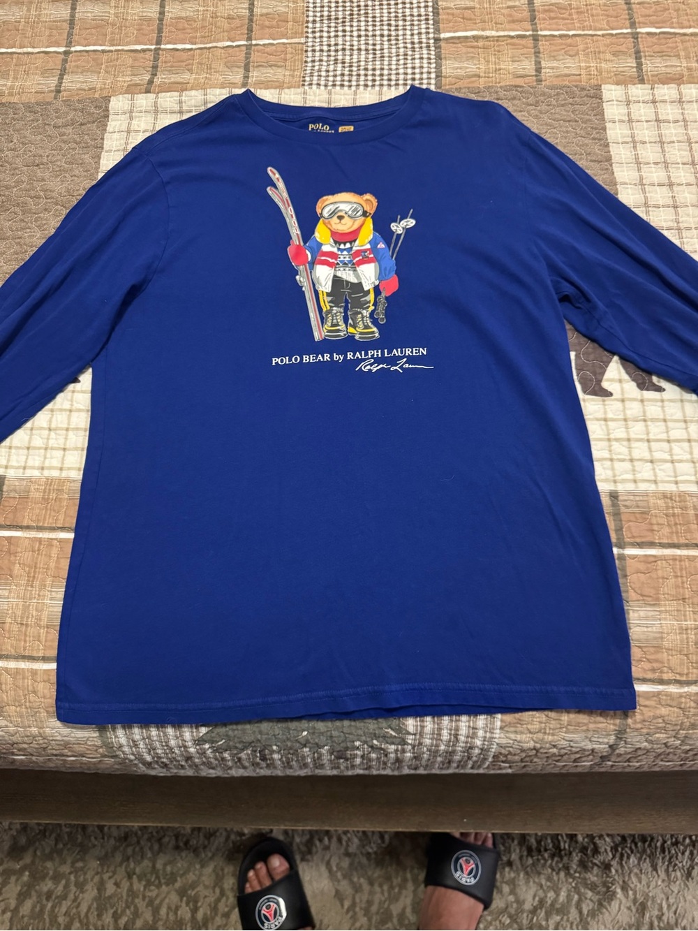 Polo by Ralph Lauren Boys Blue Polo Bear Ski Long-Sleeve Tee